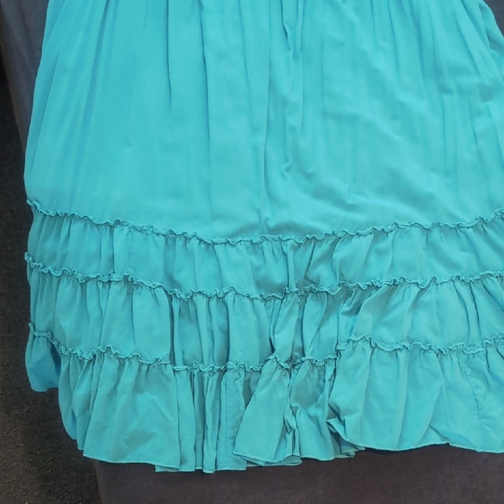 Elegant Turquoise Open Back Boho Dress